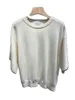 Camisetas de mujeres Lana de primavera Mezcla Brunello suelto suéter de manga corta CUCINELLI WHITE