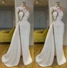 2021 New Sexy A Line Wedding Dresses One Shoulder High Side Split Lace Appliques With Flowers Sweep Train Plus Size Formal Bridal 1625201