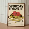 Divertido lindo sábado Spaghetti Pasta retro cocina de arte de pared de la pared de la pared de la pared para sala de cocina decoración del hogar