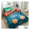 Bedding Sets 3Pcs Cotton Crib Bed Linen Kit Cartoon Baby Princess Set Includes Pillowcase Sheet Duvet Er Without Filler 240328 Drop De Otj47