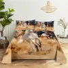 Draps de lit de cheval blanc 2/3pcs Set 3D Polyester Animal Polyester Feuille plate avec linge de lit d'oreiller pour enfants Adulte bébé