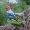 Dekorativa figurer hartstaty Fångad Gnome Elf Ornament rolig yttre trädgård utomhus ornament skulptur bonsai dekoration för gård