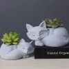 Pots 3d Animaux Little Fox en béton Silicone Pot Moule Succulent Flowerpot Argile Ciment Moules de plâtre DIY GARDE MAIS