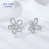 Stud Earrings Moissanite Flower Lab Created Diamond With 2 Pieces Gift For Women Girl