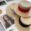 Geniş Memlu Şapka Şapka Zarif Kadınlar Saman Sun Doğal Rafya Panama Panama Plajı Yaz Çapası Sombrero Mujer Playa