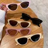 Lunettes de soleil 2024 Mesdames Luxury Cat Eye Small Frame Vintage Sun Verres Fashion Trendy Riding Nuances de pêche pour femmes hommes