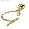 Clip Clips Hawson New Design Gold Seahorse Tie Tack Pin avec chaîne de sécurité pour les bijoux réguliers pour hommes Y240411