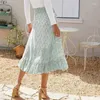 Jupes Impression florale décontractée pour les femmes 2024 Summer Beach Femme's Split Irregular Murdir Milit Jirt Bohemia Bohemia Lacet Robe