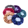 Bérets Femmes Solin réversible Bonnet en satin pour capuchon de cheveux bouclé Double couche Ajustement du sommeil Elastic Hairare Night