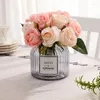 Fleurs décoratives 12 têtes Thé à pivoine artificielle rose de haute qualité Camellia Silk Fake Flower Flores pour DIY HOME GARDING DÉCoration de mariage