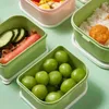 Stoviglie per pranzo a doppio tavolo da pranzo di frutta per la casa Avocado pesca grassa capacità di grande capacità all'aperto bento portatile con cucchiaio di spork