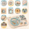 Montessori Toy Steering Wheel Wooden Busy Board Wooden Sensory Toys for Toddlers Preschool Travel Learning Activities