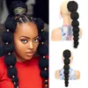 18 "Syntetisk bubbla Bonytail Afro Kinky Curly DrawString Ponytail Crochet Marley Braids Twist Hairpiece Clip i hårförlängningar