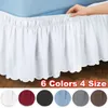 Pure Color Elastic Band Bed Kjol, Easy Fit Without Surface Wrap Around, Hotel Quality Dust Ruffle Valance för queen size -sängar