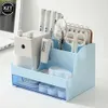 4 Färg Desktop Organisator stor kapacitet Desk Tillbehör Penhållare med låda Pencil Storage Box School Office Stationery NYTT