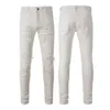 Jeans de designer Jeans High Street Trendy Brand White Jeans Youth Patch Angusted Patch Elastic Slim Fit Leggings