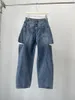 Jeans femminile 2024 donne alla moda coltello casual tagliata tagliata in vita alta 0529