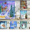 Candata per doccia natalizia 3D Snowman Tree Christmas Waterprooter Polyester Bath Decorazioni per la casa tende da bagno di Capodanno