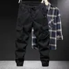 Men's Pants Men Work Casual Spring/autumn Cargo With Elastic Waist Drawstring Multi-pocket Outdoor Sport For Streetwear