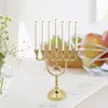 Świeczści uchwyt metalowy Menorah Menorah Tradycyjny geometryczny świecznik na bankiety Wedding Party Anniversary Decor Home