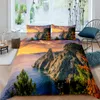 Copertura del piumino del paesaggio naturale per adolescenti per adolescenti per la foresta notturna Sunset Sunset Scenery Polyester King Queen Size Cover