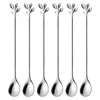 Spoons 6pcs Tea Long Handle Stainless Steel Ice Cream Polished Stirring Coffee Scoop Silver