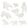 Gartendekorationen 6 Stcs Sea Decor Polar Bear Micro Landschaft Süßes Schreibtisch Puzzle weiße Statue -Dekoration Modellharzfiguren