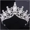 Hårklämmor Barrettes Barock Crystal Crown Tiara för kvinnor Bride Vintage Rhinestone Prom Diadem Brudtillbehör Smycken Drop Delive Otqky