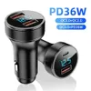 54W billaddare USB Fast Charging Digital Display Car Charging Moible Phone Charger Car Accessoarer för iPhone 11 12 Xiaomi