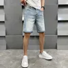 Men's Shorts Designer High quality three-dimensional embroidery light colored washed mens casual denim shorts with straight leg slim fit and micro elasticity HKFQ