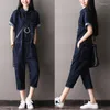 Jeans féminins 2024 Femme Summer Fashion All-Match Loose Jumpsuit Elegant Cotton Plus Taille Pantal