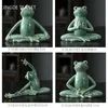 Kreative Keramik Tea Haustier Ornamente Zen Frog Statue Figur Decoration Home Desktop Decore Handwerk Set Accessoires 240411
