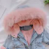 Animaux Hiver Baby Girl Veste en jean plus fourrure Toddler chaud fille extérieure enragineur peluche veste coton 16 ans