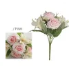 Flores decorativas Simulação Snowflake Lilies Fragrance Roses Bouquet Seda Falsa Flor Dining Table Decoração Artificial Lily Rose Green