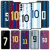 Étui du téléphone pour Samsung Galaxy S23 S22 Ultra S20 S21 FE 5G S10 S9 plus S10E S8 Note 20 Silicone Cover Football Numéro 7 10 30