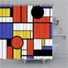 Rideaux de douche Mondrian jaune géométrique imperméable rideau en polyester coloré de salle de bain de salle de bain à la maison avec ensembles