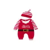 Kläderuppsättningar född spädbarn Baby Girl Girl Mina första julkläder Långärmare Romper Jumpsuit Hat Set Santa Claus Xmas Costume Drop Otial