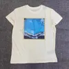 2024 프랑스 패션 브랜드 ZV 여성 블루카 3D 디지털 인쇄 둥근 목 티셔츠 날개 핫 다이아몬드 여자 짧은 슬리브 티셔츠