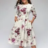 Boho Midi Dresエレガントアラインヴィンテージ印刷パーティーVestidos Dress Satin for Office Wedding Vestido Feminino 240409