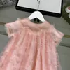 كلاسيكيات Girls PartyDress Kids Designer Clothes Pink Baby Skirt Size 100-160 cm مطرزة تصميم الدانتيل الأميرة فستان 24April