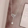 Kedjor koreanska ins enkla hjärtformade halsband sterling silverhänge benkedjan datering måste ha söt valentins dag gåva