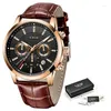 Montre-bracelettes Lige Top Brand Big Men Watch Luxury Sports Quartz Mens Watchs Leather Chronograph Chronograph Wristwatch Relogo Masculino