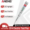 ANENG B14 24-250V Test Cihazı Elektrikli Işık Sesli Elektrikli Elektrikli Tornavida Probu Işık Sesi ve Işık Alarm Test Kalemi