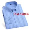 Camicie da uomo a strisce a maniche lunghe Autunno moda 100% cotone Solido business Slip slim fit più camicia più di grandi dimensioni 11xl 10xl 240402