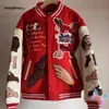 Rote Herztuch gestickt Saint Michael Jackets HipHop Street Schwergewichts Baseball Kleidung Winter Dicke warme Männer Frauen Mantel 240113