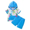 Baby Clothing Kit Summer Tops Print Kids Hoodie Soft Colors 2st Children Shorts Boys Set Sport Boys Nice Boys Outfit