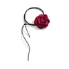 Choker Collier de ruban à tissu floral avec chaîne de clavicule de verrouillage de la mode à fleurs roses