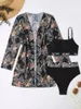 Women's Swimwear 2024 Sexy Printed Separated Swimsuit 3-piece Set Women