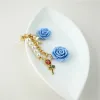 Ins 3D Rose Resin Camellia Pendant Key Chain Pearl Alloy for Women Car Key Holder Earphone Case Handbag Accessories