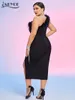 Casual jurken adyce 2024 zomer nieuwste zwarte bandage jurk dames één schouder veer sexy club feest bodycon dames plus size vestidos